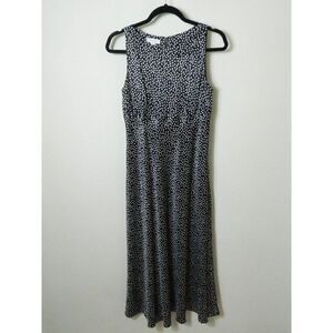 Charter Club Dress Black White‎ Polka Dots Silk Sleeveless Midi Dress Size 4